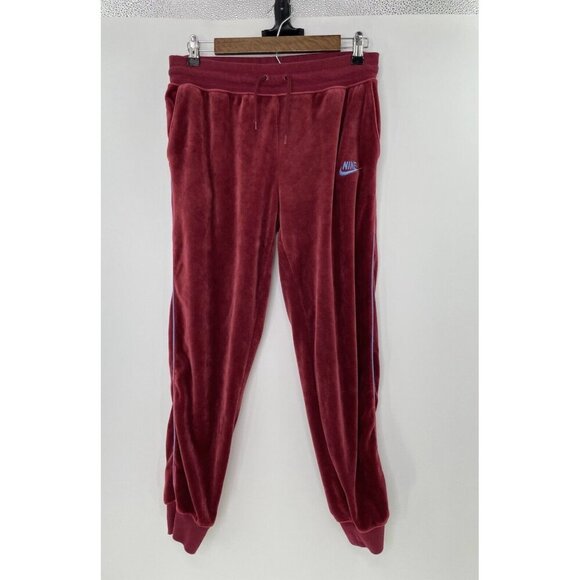 Nike Women's Plush Velour Heritage Jogger Pants‎ Red Athleisure Sweatpants Sz S - Picture 1 of 11